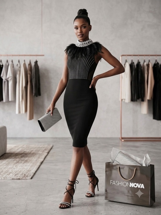 Fashion Nova Dresses & Skirts - It could be love rhinestone black dress